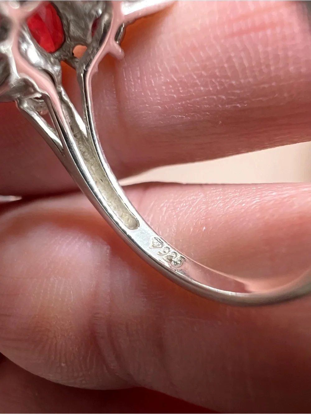 Sterling Silver Garnet Cluster Ring - Deep Red